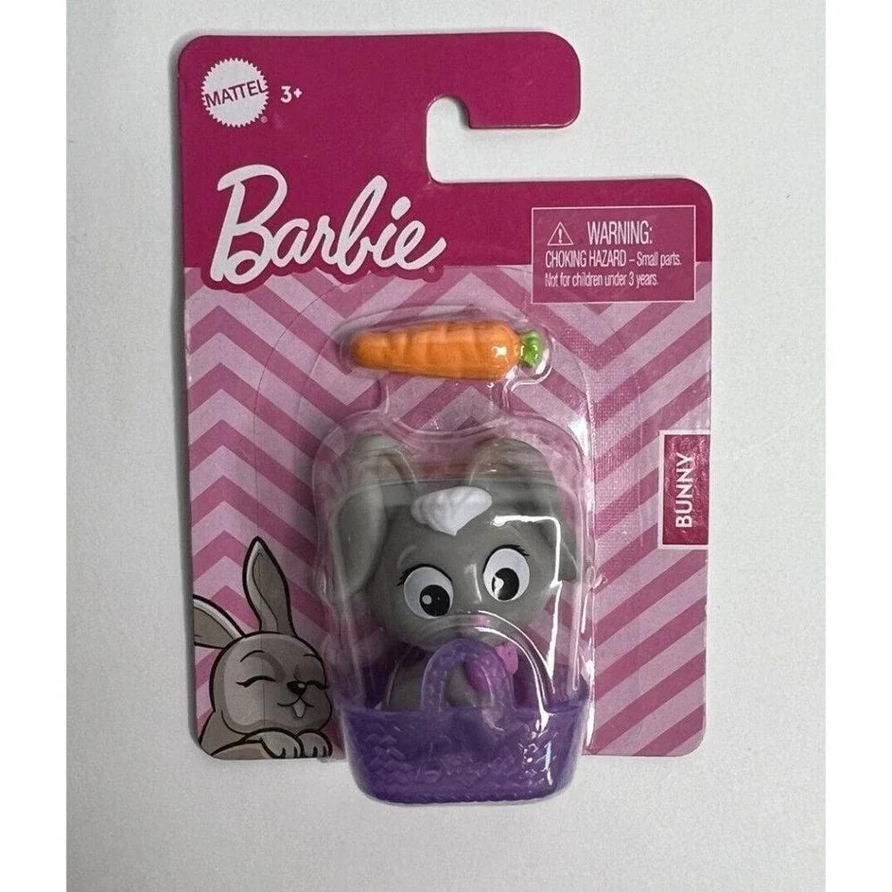 Barbie Pets in Baskets Play Set Bunny Puppy‎ Kitten With Toys Cake Toppers